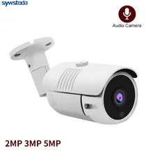Câmera de segurança para residência h.265, ip, áudio, à prova d' água ip66, cctv p2p, vigilância residencial, onvif, 5mp opcional