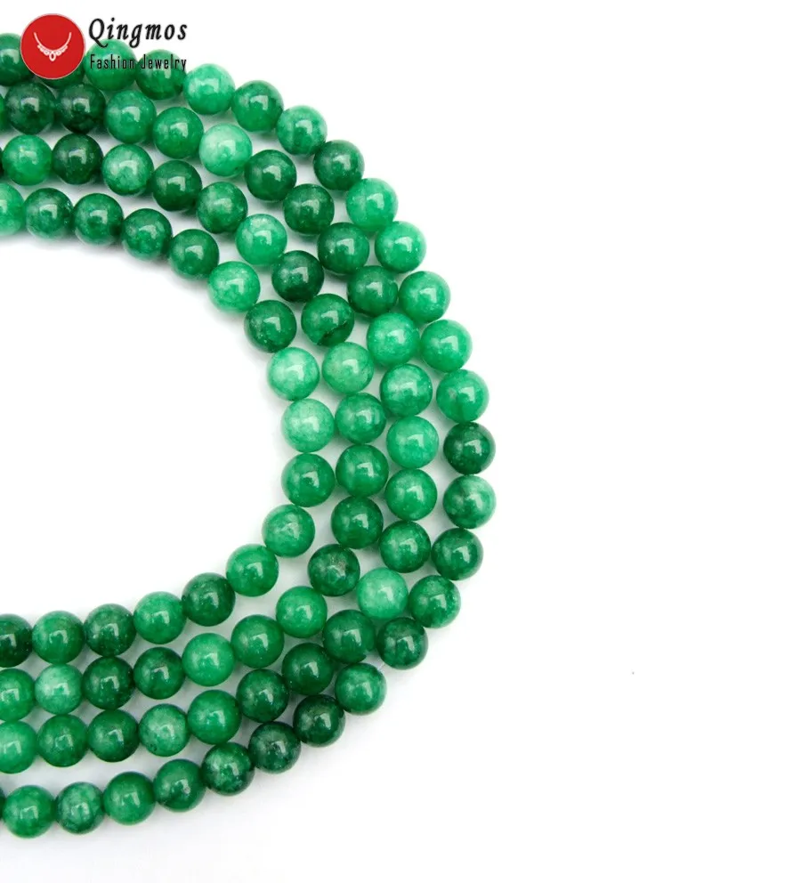 Qingmos натуральный 10 мм круглый Drak зеленый нефрит камень бусины для изготовления украшений ожерелья браслет серьги DIY Набор для браслетов 1" los811
