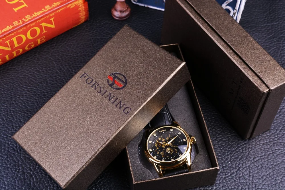 Royal Diamond Design Black Gold Watch for Winner Mens