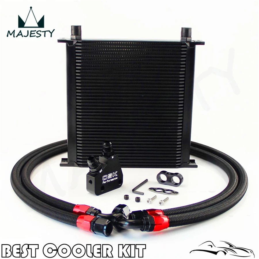 40 Row Oil Cooler Kit + Female Sandwich Plate For BILLET LS1 LS2 LS3 LSX VE HSVin Fuel Supply