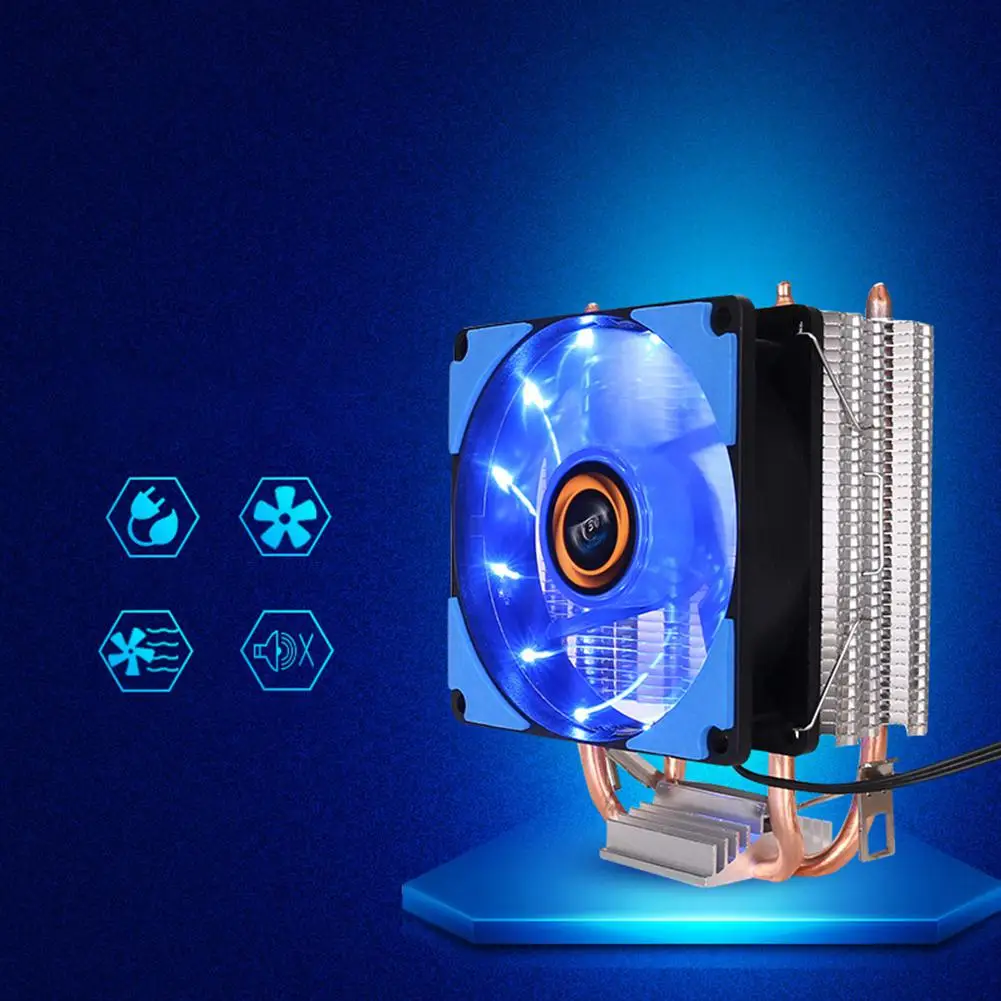 

EastVita 9cm CPU Cooler Pure Copper Double Heat Pipe CPU Radiator Brass Tower CPU Fan Cooling System r20