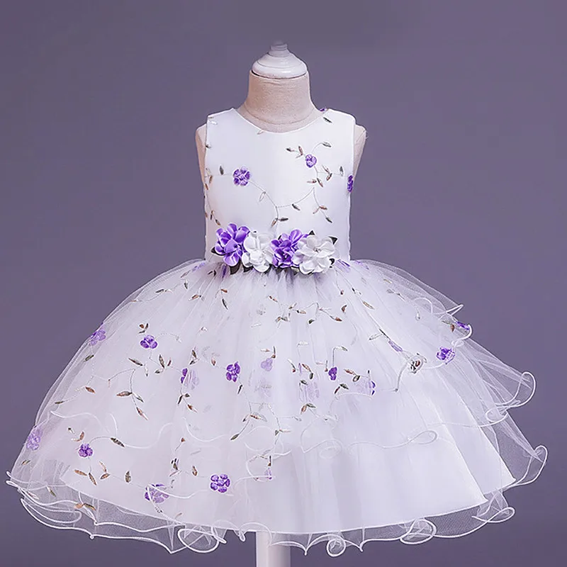 

2019 Girls Flower Girl Dress 8 10 to 12 Y Children Clothes Satin White Party Princess Costume Kids Dress for Girls Clothing 1A6J
