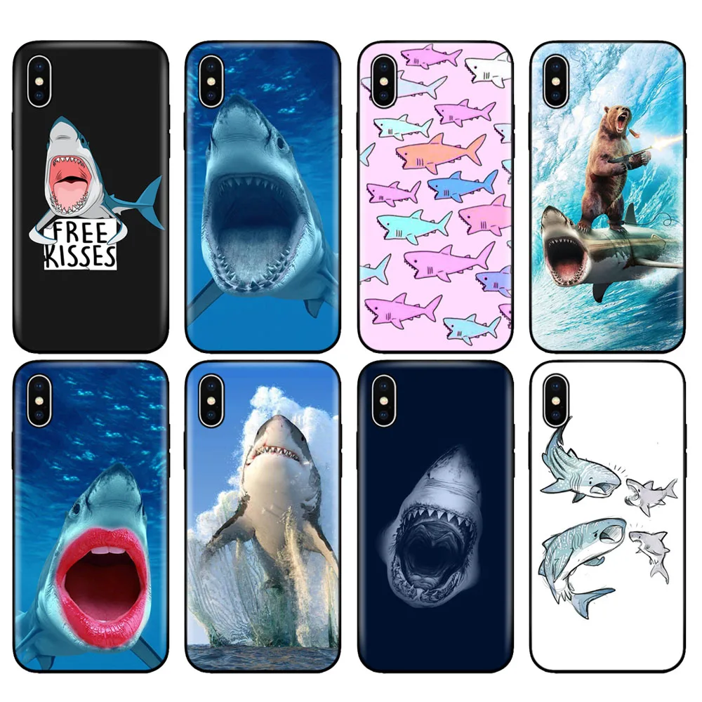 Custodia In Tpu Nero Per Iphone 5 5S Se 2020 6 6S 7 8 Plus X 10 Custodia Per Iphone Xr Xs 11 Pro Max Custodia Ocean Whale Sharks Fish