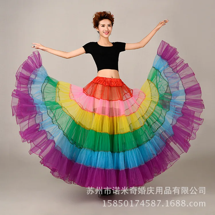 

The new bride wedding panniers boneless 1 m color put on a large half-length gauze skirt foreign trade dancing Bubble Skirt