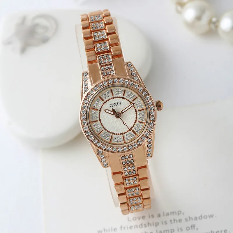 

2019 hot women dress GEDI rhinestone watches fashion casual quartz watch Leopard steel wristwatch Luxury Davena ZHE Watch