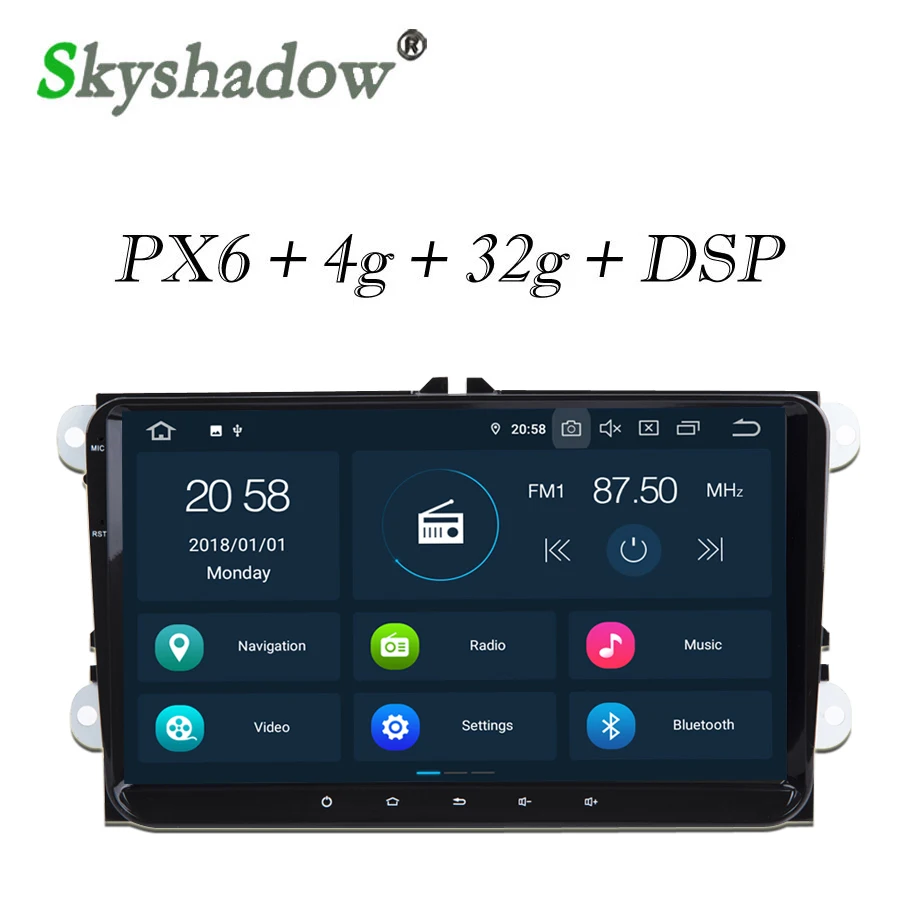 Flash Deal DSP IPS PX6 6 Core Android 9.0 Car Player RDS Radio GPS Map For VW Tiguan Touran Jetta Passat Polo Golf Skoda Superb Octavia 2