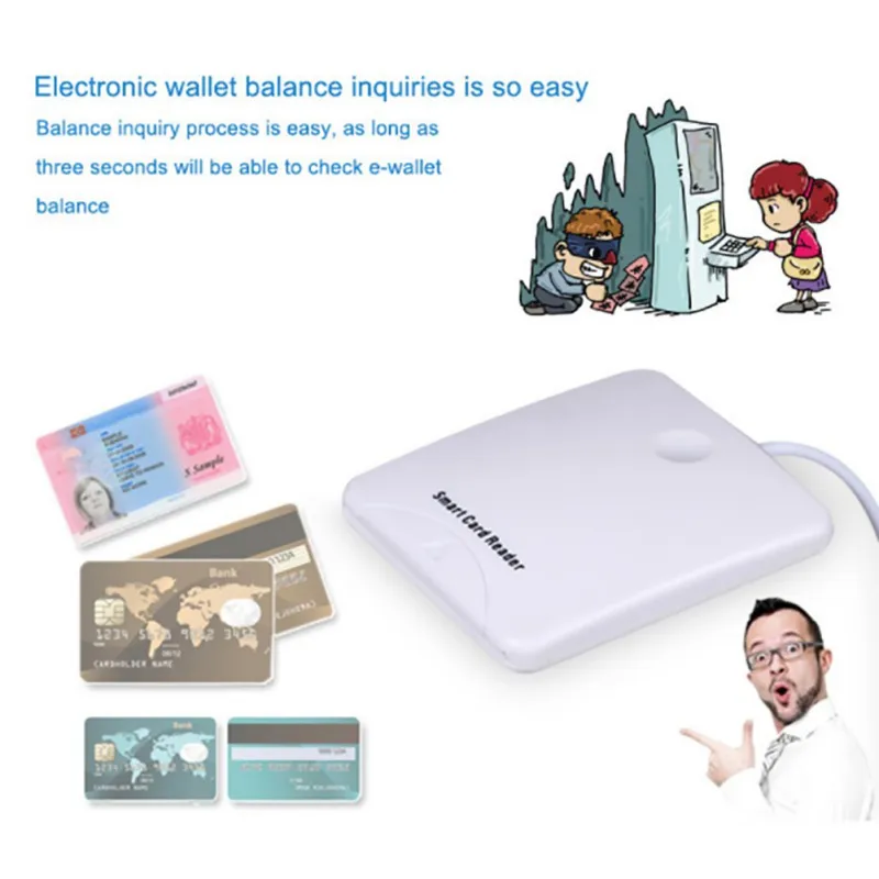 Portable USB Smart Chip Card IC Credit Card Reader Encoder Writer with SIM Slot for Windows for 2000 XP or Mac OS X Linux