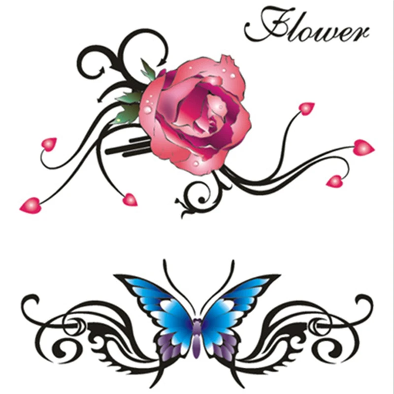 10 шт. Новая мода съемный водонепроницаемый временные татуировки Body Art Наклейки цветок бабочка татуировки 10,5x6 см
