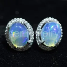 Натуральный настоящий белый серьга из опалового стержня 925 стерлингового серебра для мужчин или женщин ювелирные изделия 1.1ct* 2шт драгоценный камень# F16072601