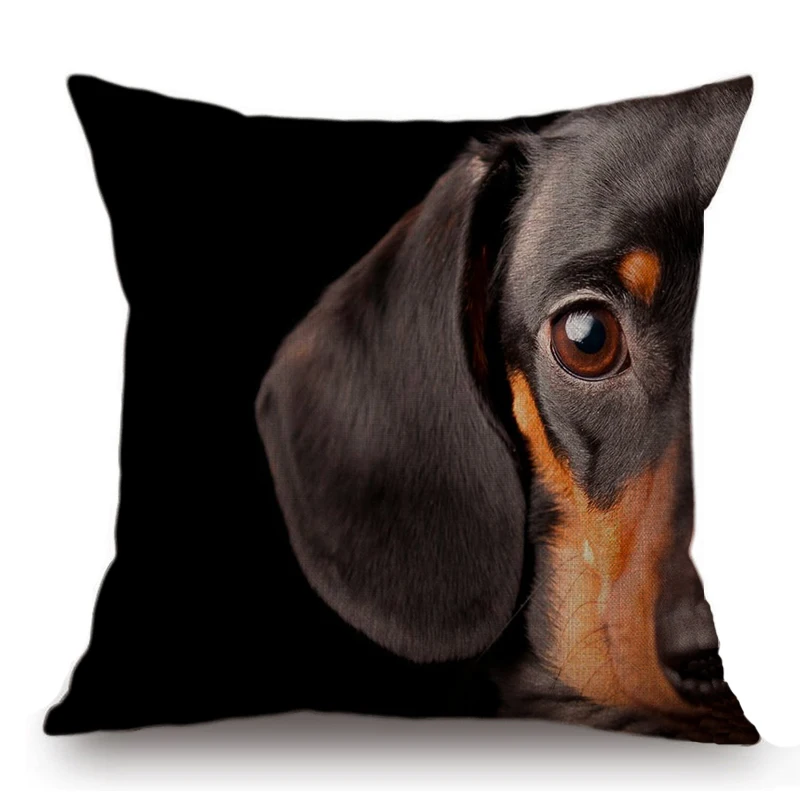 Подушка для украшения дома из хлопка и льна 18 дюймов черно коричневые таксы