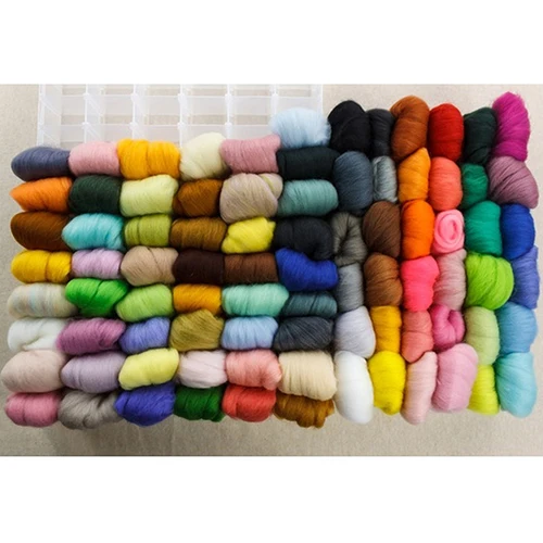 

36Colors/Set Mixed Colors Wool Fibre Roving for Hand Spinning Needle Felting DIY Fun Doll Needlework Wool 5g/bag Drop Shipping