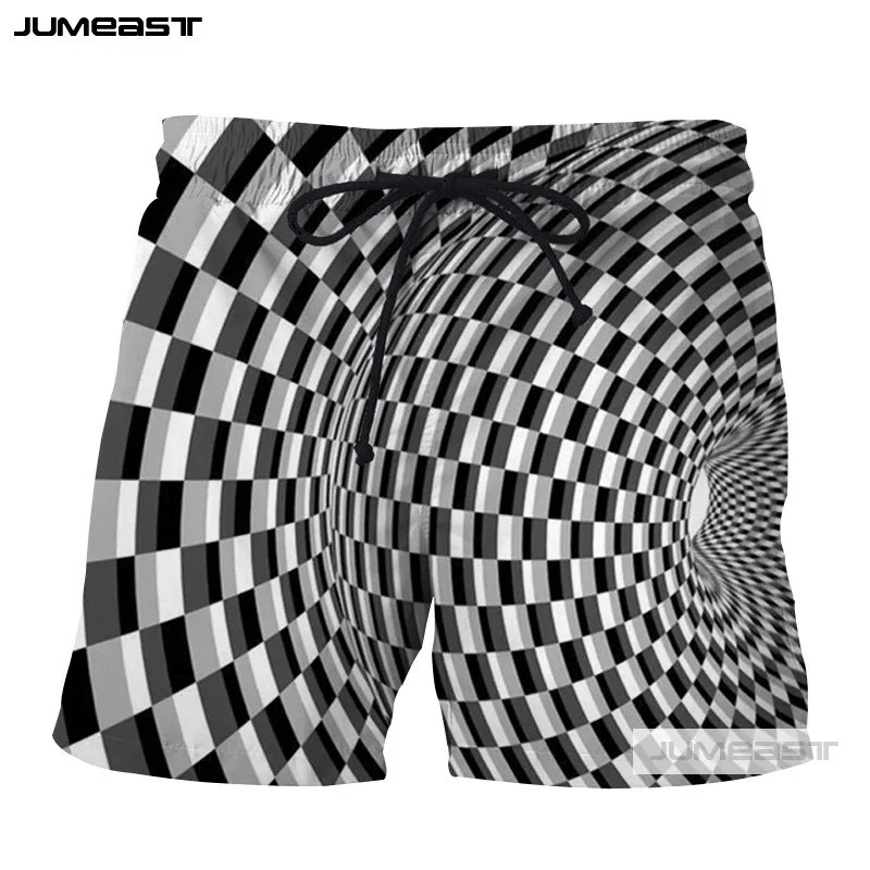 Jumeast Новая мода Vertigo дизайн 3D печатных для мужчин/для женщин Короткие повседневные свободные брюки размеры Короткие Новинка доска шорты для ж