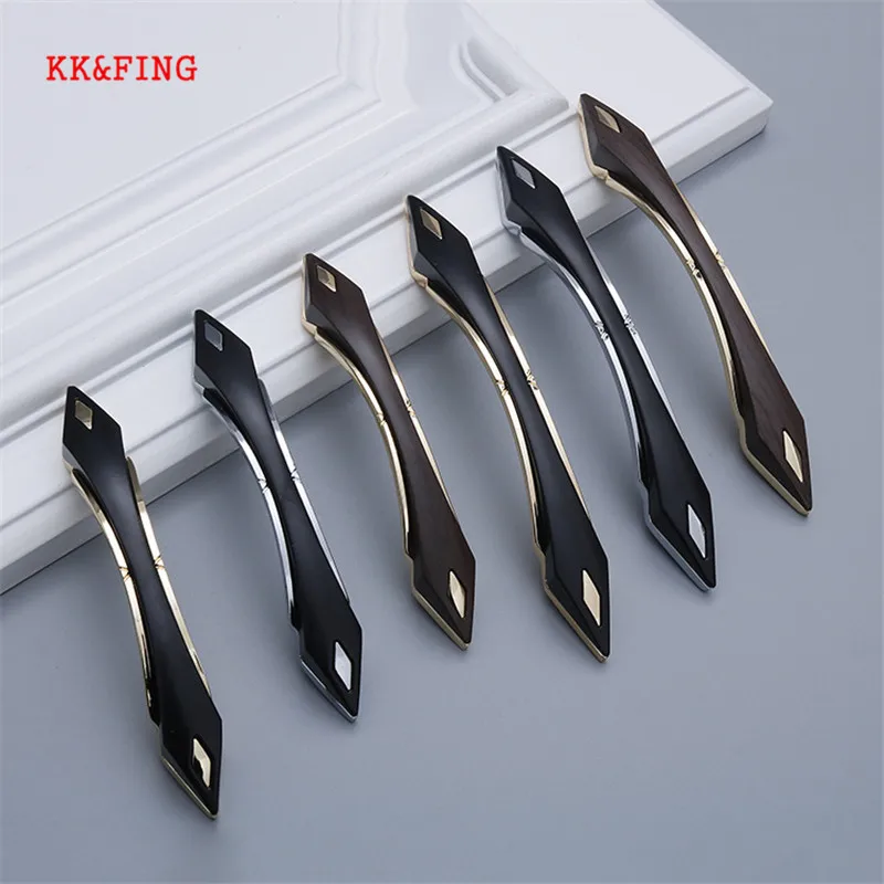 

KK&FING Modern Wood Grain Zinc Alloy Cabinet Door Knobs and Handles for Furniture Drawer Pulls Home Decoration Hardware