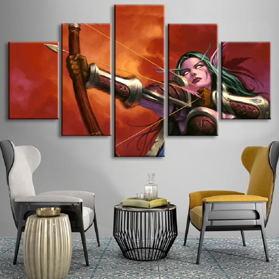  World War Battle DOTA Modern Game color Paintings Poster Wall Print color 5 Panel Home Decorations 