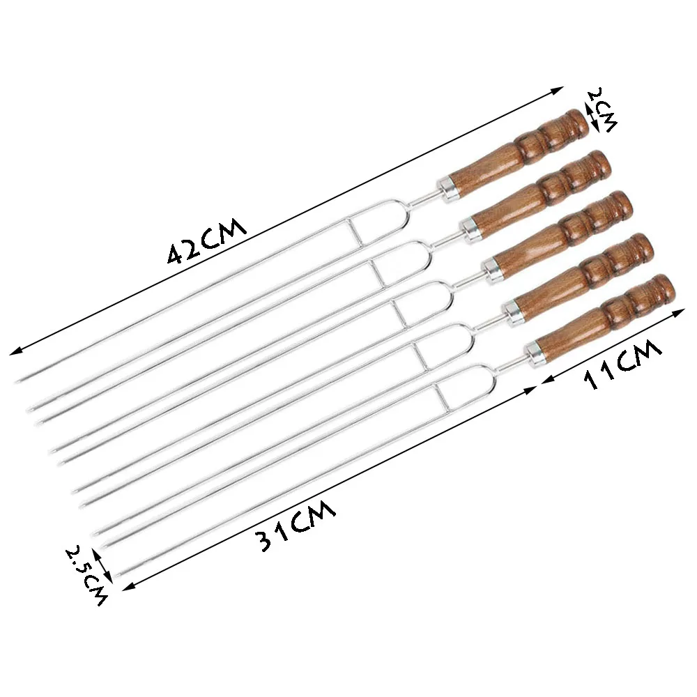 5 в 1 высокое качество шампура из нержавеющей стали плоское мясо барбекю шампуры вилки Кемпинг обеденный барбекю набор инструментов для путешествий на открытом воздухе
