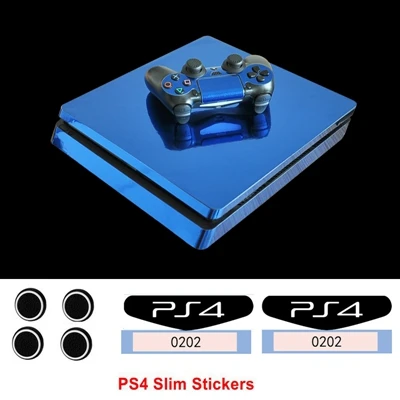 Прохладный золотого, серебряного цвета синяя виниловая игра кожного покрова для Playstation 4 тонкий PS4 Slim консоли защиты для PS4 контроллеры наклейки - Цвет: YSP4S-0004