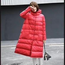 Женская обувь в китайском этническом стиле Национальный стиль Винтаж Макси длинное пальто парка красный/черный/фиолетовый красный/розовый белый пуховик на утином пуху длинное пальто