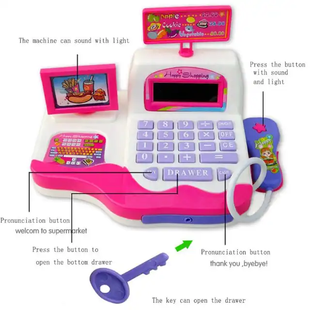 Online Kids Simulation Supermarket Cash Register Electronic Placeholder Kids Simulation Supermarket Cash Register Electronic Toys With Foods Basket Money Music Light Children Learning Pretend