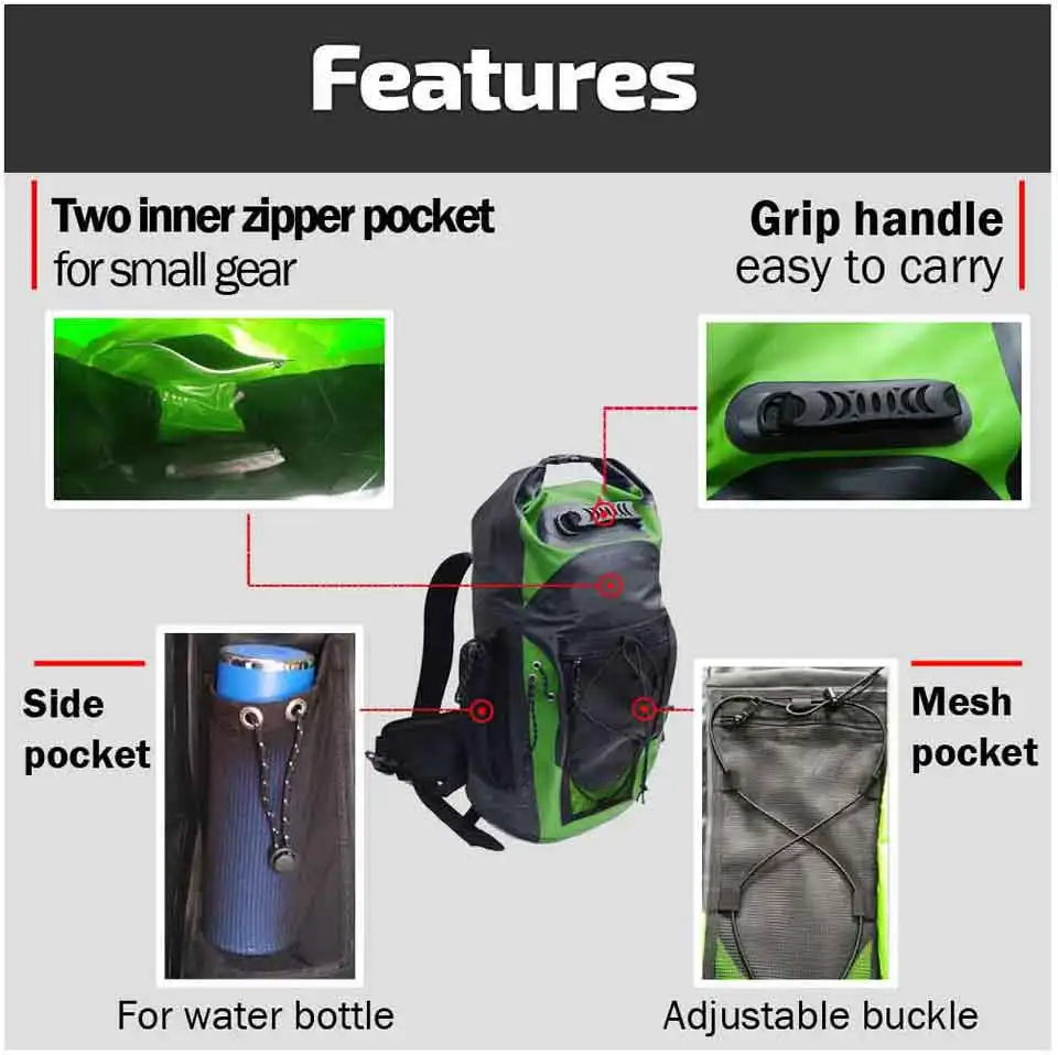  30L Waterproof Backpack Dry Bag Swimming Bag Adjustable Shoulder Strap Floating Dry Sack for Sailin - 32885900326