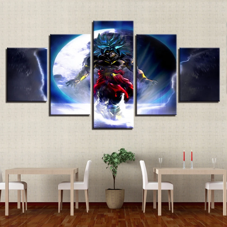 Cuadros de lona para decoración del hogar marco HD impresiones póster 5 piezas dibujos animados Dragon Ball cuadros sala de|Рисование и