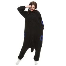 Negro luna azul elfos onesies pijamas unisex adultos polar fleece Kigurumi pijamas cosplay de la historieta animal ropa de dormir de manga larga