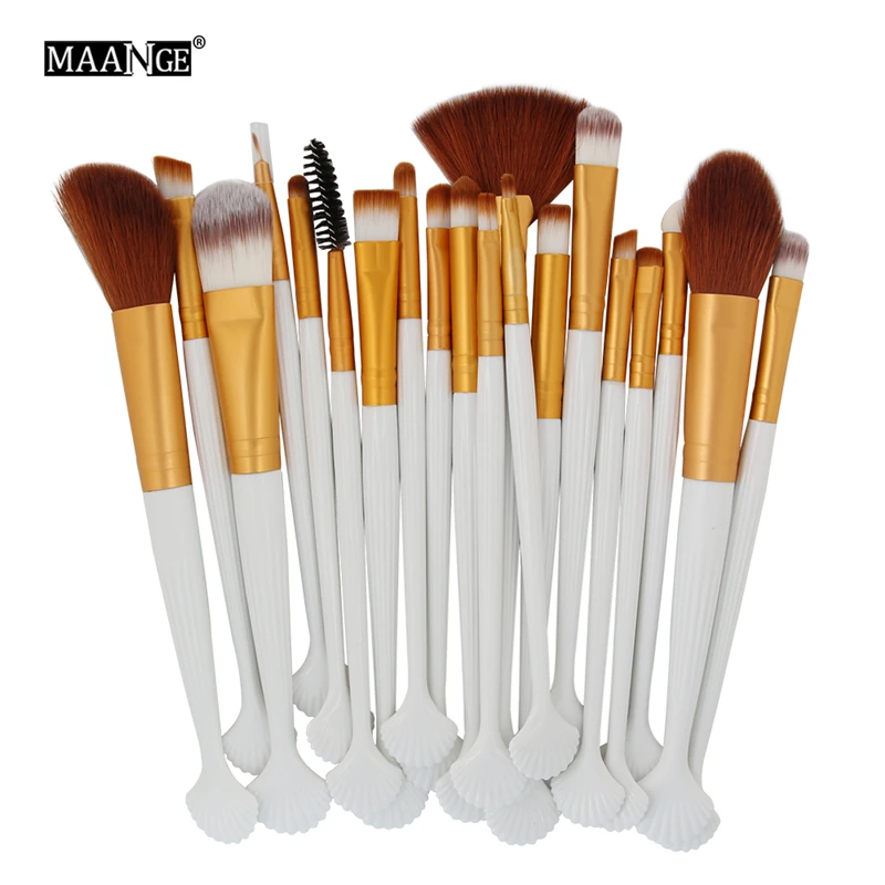 

MAANGE 20pcs Shell-shaped Makeup Brushes Set Powder Foundation Eye Shadow Blush Blending Beauty Make Up Brush Tool Kits