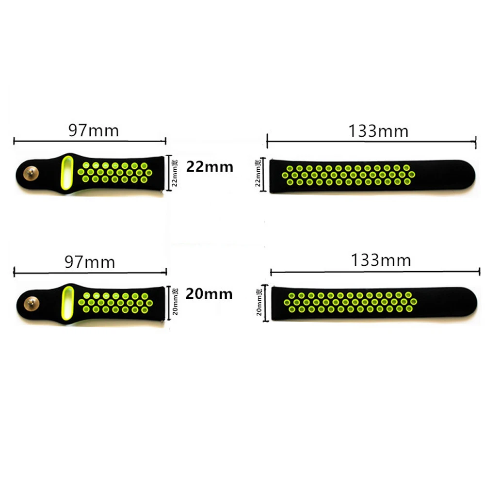 20 мм/22 мм силиконовый ремешок для samsung Шестерни спортивные S2 S3 классические часы пограничника ремешок huami amazfit темп Bip BIT Lite huawei часы 2