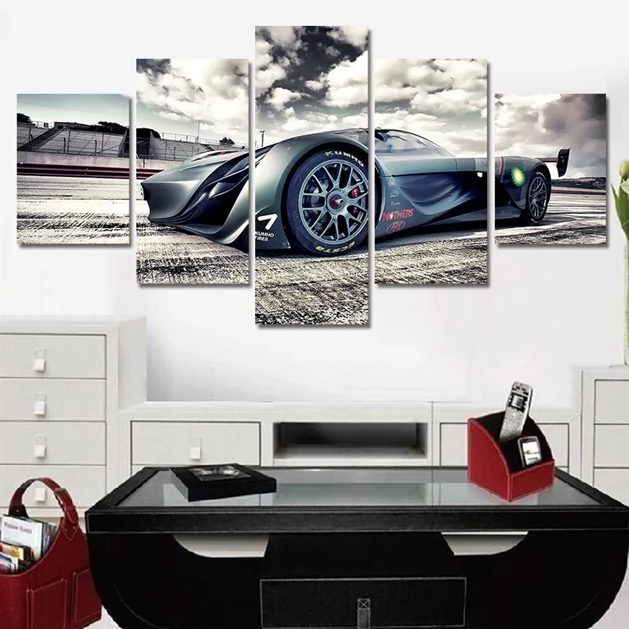 

Wall Picture Art Home Decoration Posters Modular Framework 5 Panel Sports Car Living Room HD Printed Modern Painting On Canvas