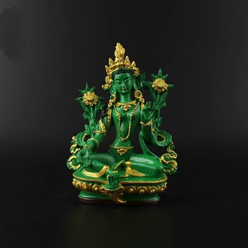 

Tibetan Buddhism Hand painting resin statue Car decoration Green Tara