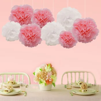 

5 piece 10/15/20cm Pompon Tissue Paper Pom Poms Flower Balls for Wedding Party Car Decoration diy Craft Paper Flower Balls 75z