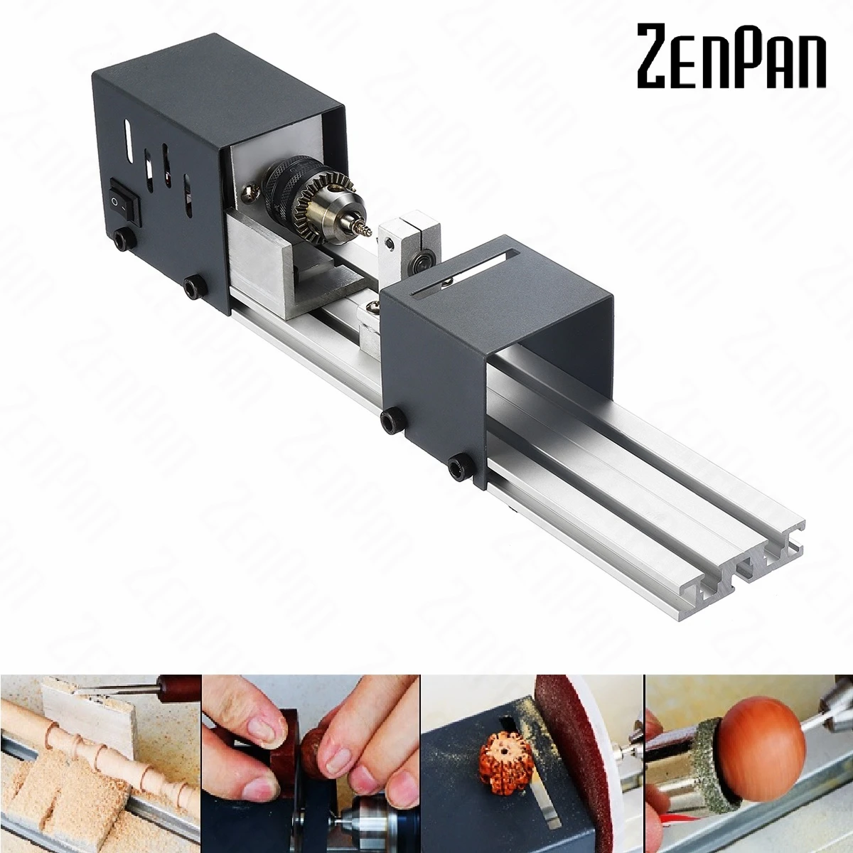 

Mini Lathe Beads Machine Wood Working DIY Lathe Set with DC 24V Power Adapter Metal Cover