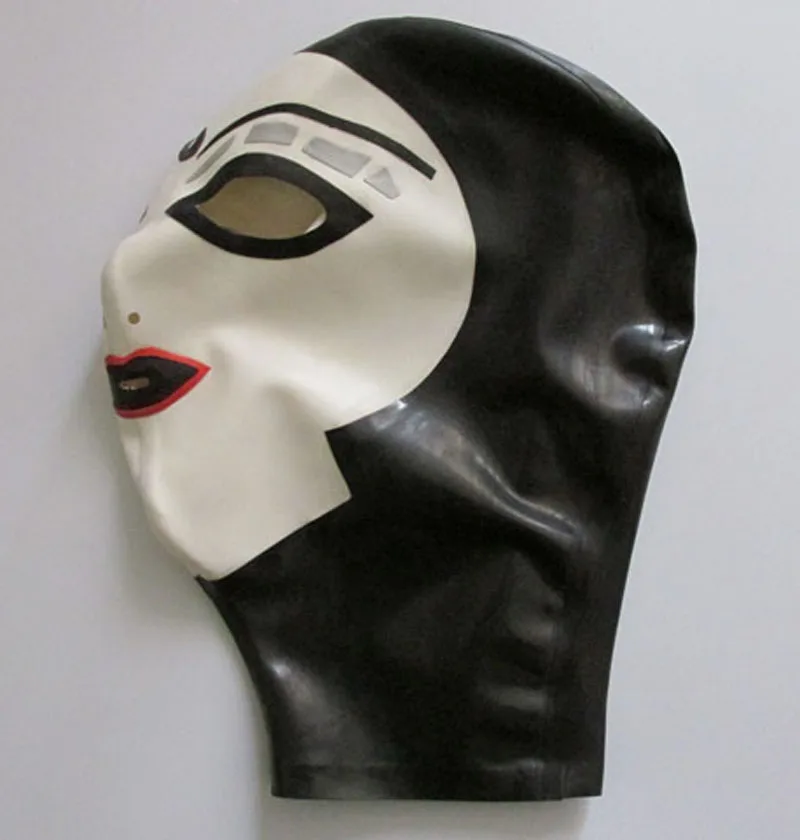 DHL 2014 new fashion customize original design 100% nature rubber fetish mask latex party catwomen hood for adult