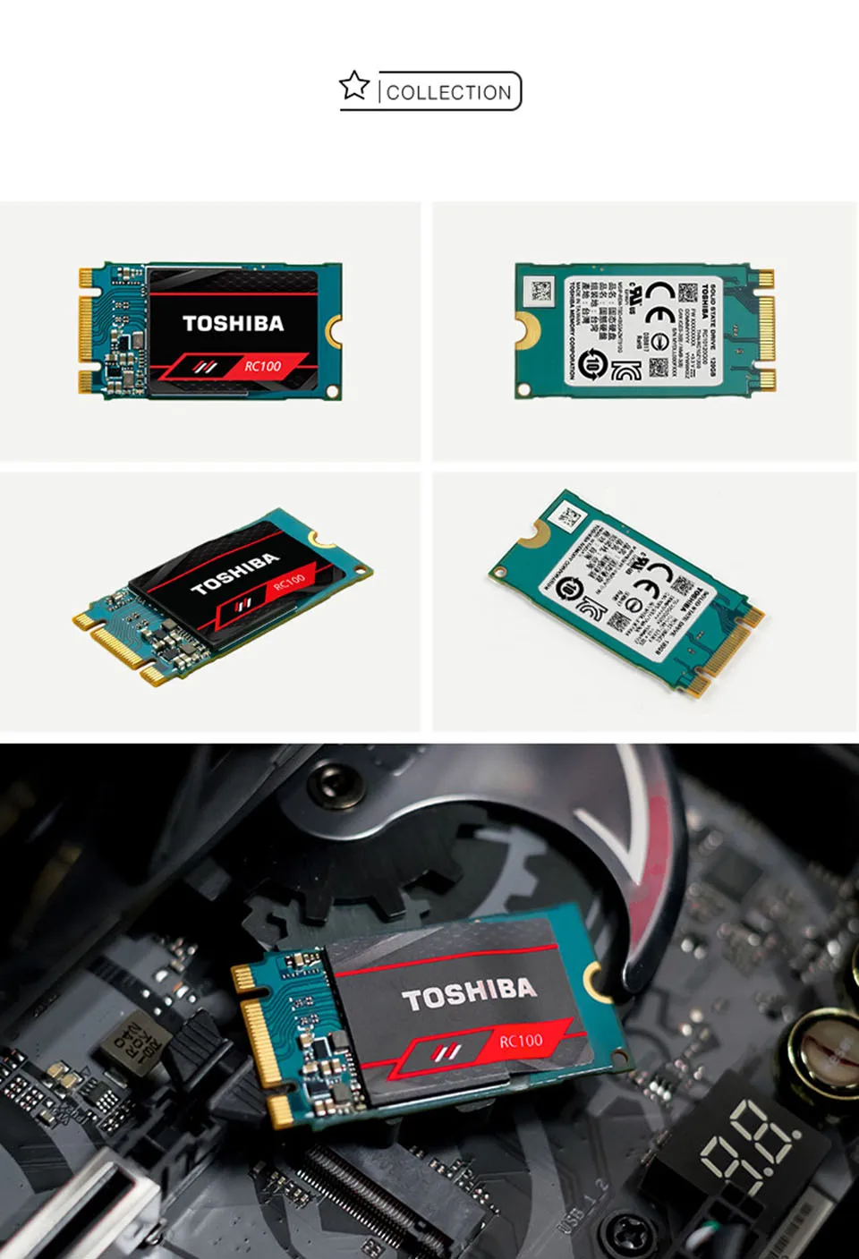 Toshiba RC100 NVMe Внутренний твердотельный накопитель 240 ГБ M.2 2242 PCIe 3,0*2 SSD высокое Скорость 1600 МБ/с. для ноутбука, настольного компьютера