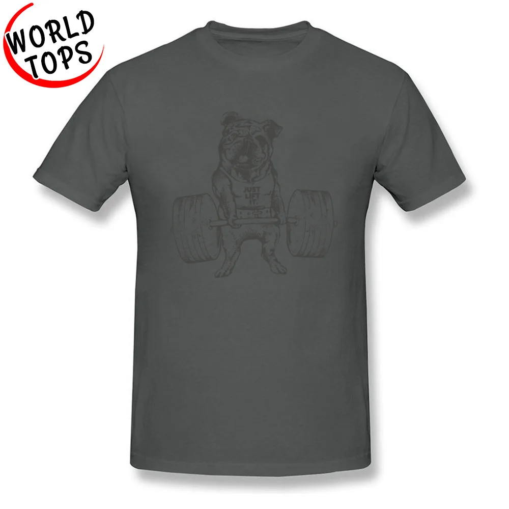 Crazy Short Sleeve Tops & Tees Labor Day Round Neck 100% Cotton Male Tshirts ENGLISH BULLDOG LIFT Crazy T-shirts Plain ENGLISH BULLDOG LIFT carbon