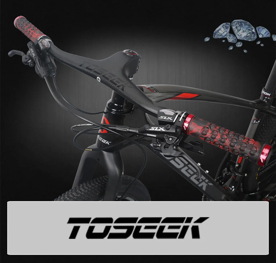 TOSEEK 3K Углеродное волокно велосипед MTB Riser-17 градусов однообразный Интегрированный руль со стержнем для частей горного велосипеда