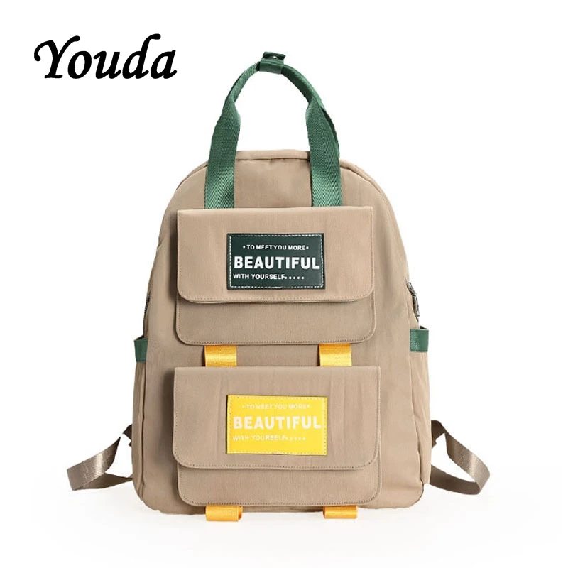

Youda Korean Fashion Color Matching Schoolbag College Style Student Backpack High Quality Backpacks Simple Casual Shoulder Bag