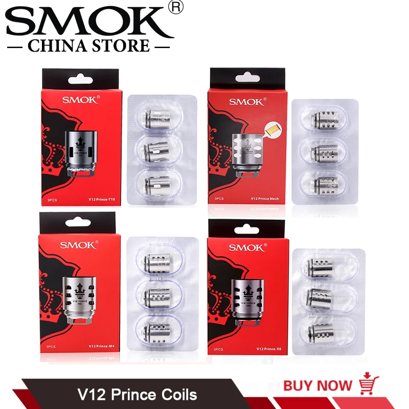 

Original SMOK TFV12 Prince Coil X6 Q4 T10 M4 Mesh Strip for TFV12 Prince Tank Cobra Edition Resistance SMOK V12 Prince Core 3PC