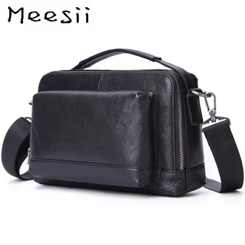 

Meesii Genuine Leather Bag for Men Small Flap Male Man Multi-function Handbags Crossbody Shoulder Bag for 9.7" Ipad Travel bag