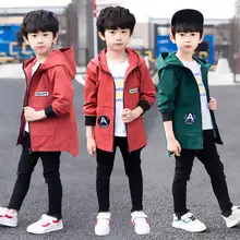 Куртка для мальчиков г. Новая весенне-осенняя ветровка для больших детей корейская детская куртка длинное пальто для мальчиков