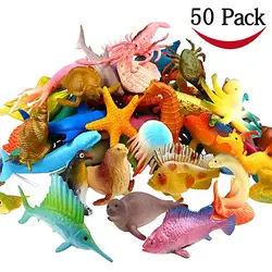 Океан море животных, 50 шт Ассорти мини-винил Пластик животных набор игрушек игрушки, реалистичные под морской жизни рисунок Ванна игрушка
