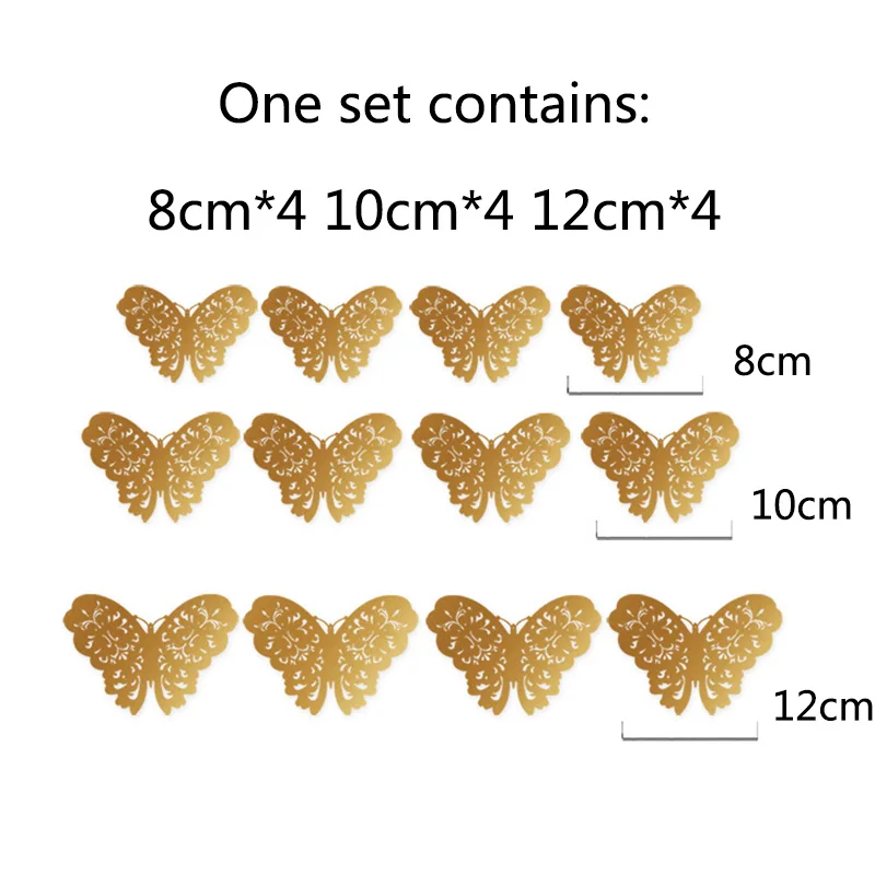 12 шт./лот, Свадебный декор, наклейки на стену, вечерние, бабочки, полые, сделай сам, домашний декор, плакат, детские комнаты, украшение на стену, ПВХ, 3D