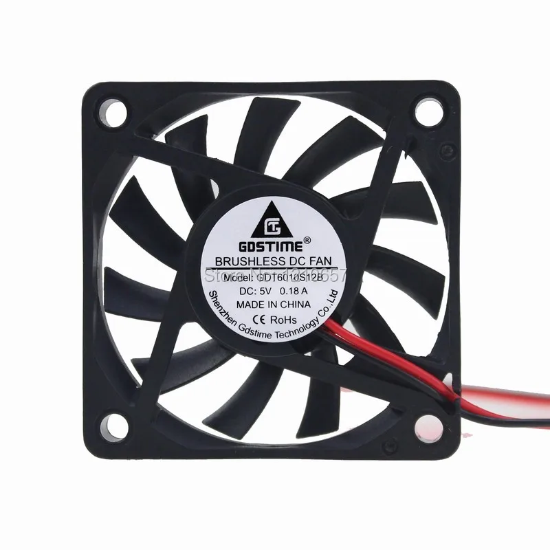 

10 PCS LOT Gdstime DC 5V 2Pin 60mm 6cm 60x60x10mm 6010S Axial Industrial Flow Cooler Fan