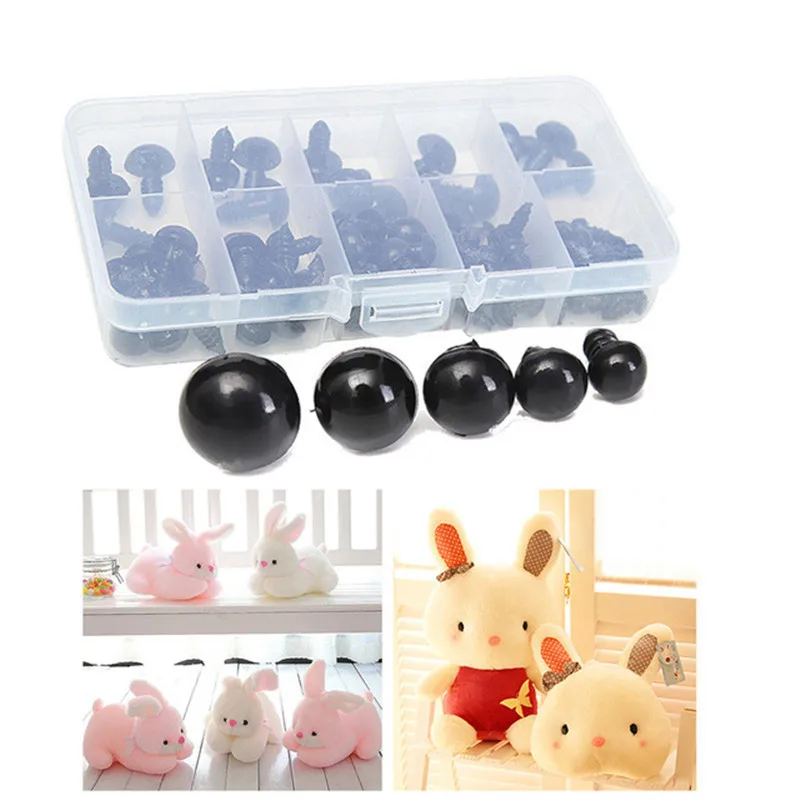 

6-12mm Black Safety Eyes 100pcs/box For Teddy Bear Doll Animal Crafts With Box Doll Cartoon Animal Puppet Crafts Plastic