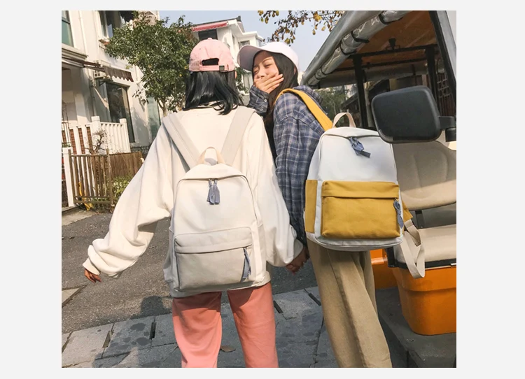 Menghuo New Women Canvas Backpacks Preppy Style Patchwork School Bags for Teenagers Girls Laptop Backpack Travel Bag Mochilas_27