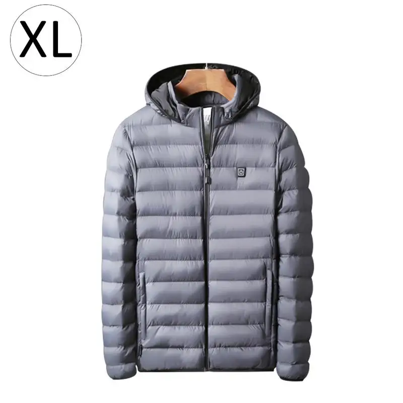 Зимнее тепловое пальто с электрическим подогревом хлопковый костюм с зарядкой от usb хлопок теплая утолщенная мужская куртка одежда - Цвет: Gray XL