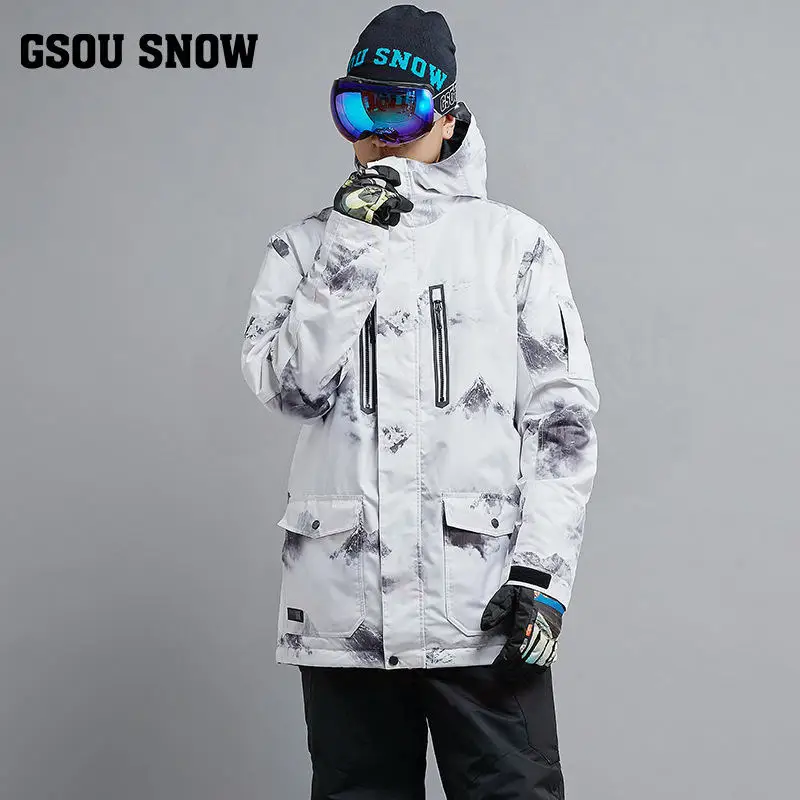 GS мужской зимний костюм пальто Зимняя уличная спортивная одежда для сноубординга 10K водонепроницаемый ветрозащитный дышащий костюм лыжные куртки