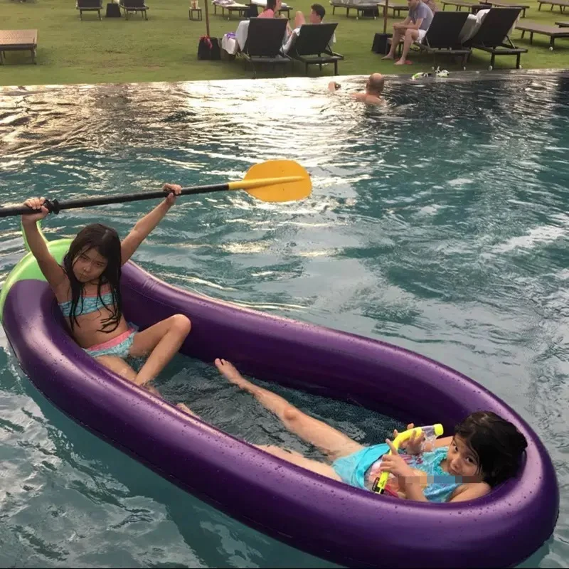 

270CM Inflatable Giant Eggplant Pool Float MattressWater Party Toys Sunbathe Swimming Toys Circle Beach Mat
