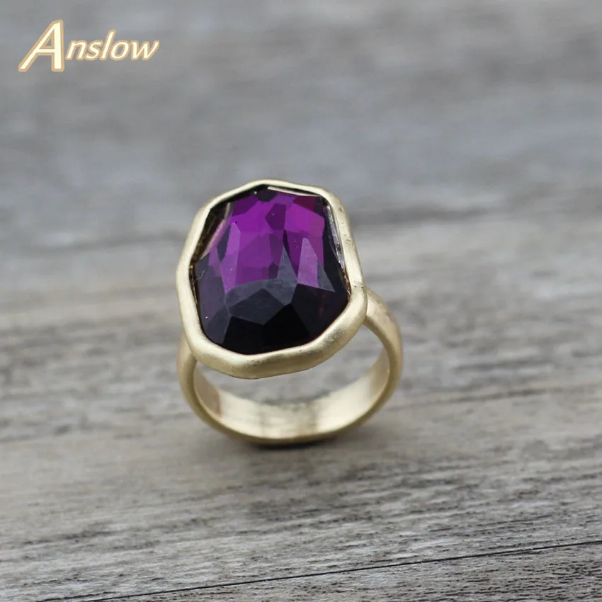 

Anslow Trendy Brand Fashion Jewelry Creative Design Big Irregular Crystal Finger Ring For Women Wedding Engagement LOW0006AR