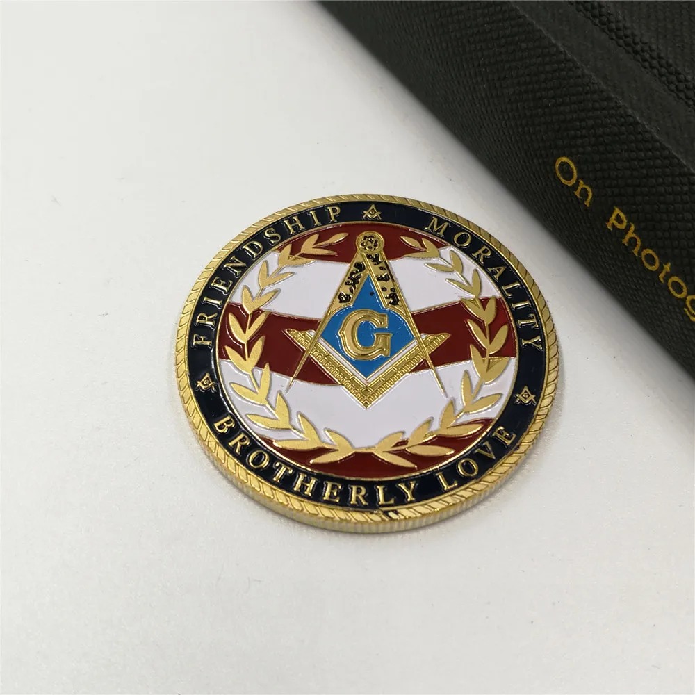 

Masonic coins Commemorative Medal souvenir Gold plated mason freemason