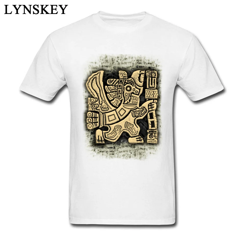 Crew Neck Pure Cotton T Shirts for Male Group Summer/Autumn Tops Shirts 2017 Newest Aztec Eagle Warrior Casual Clothing Shirt white